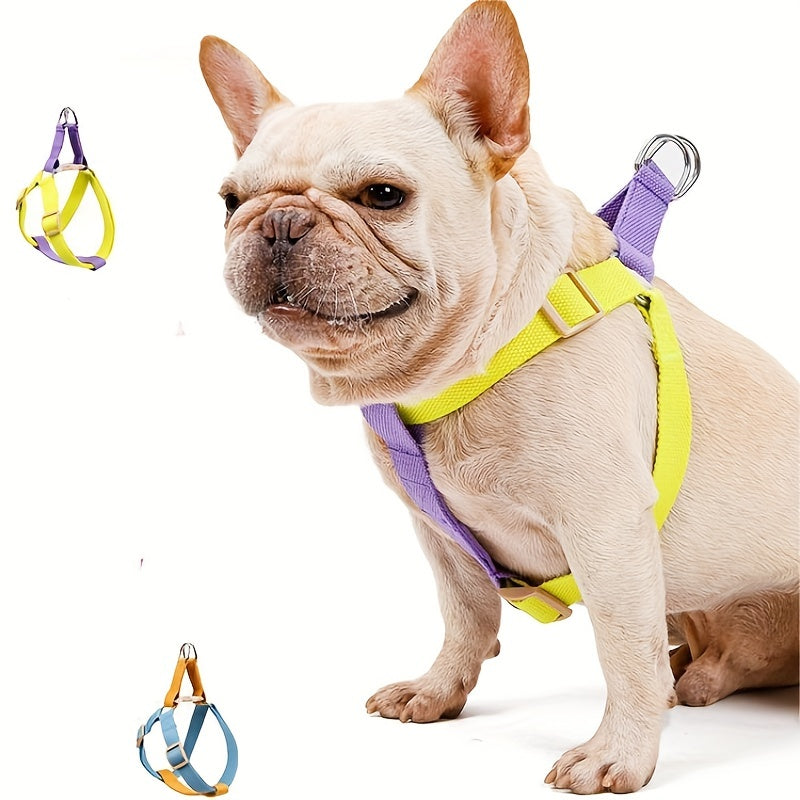 Rainbow Colorblock Pet Harness Set Anti Escape Vest Style Leash Set