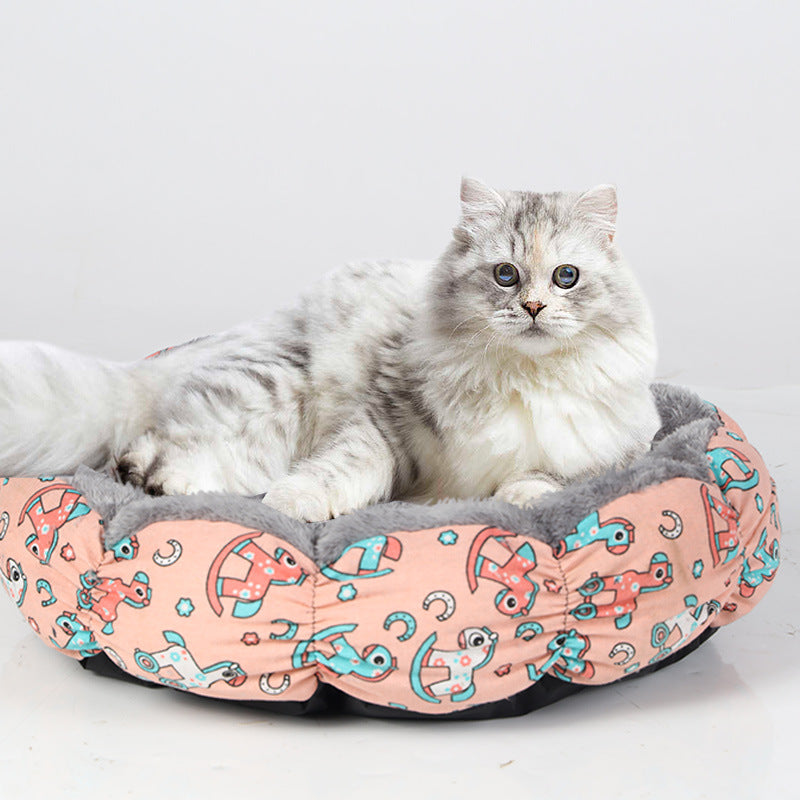 Calming Donut Fluffy Pet Bed For Small And Medium Pets