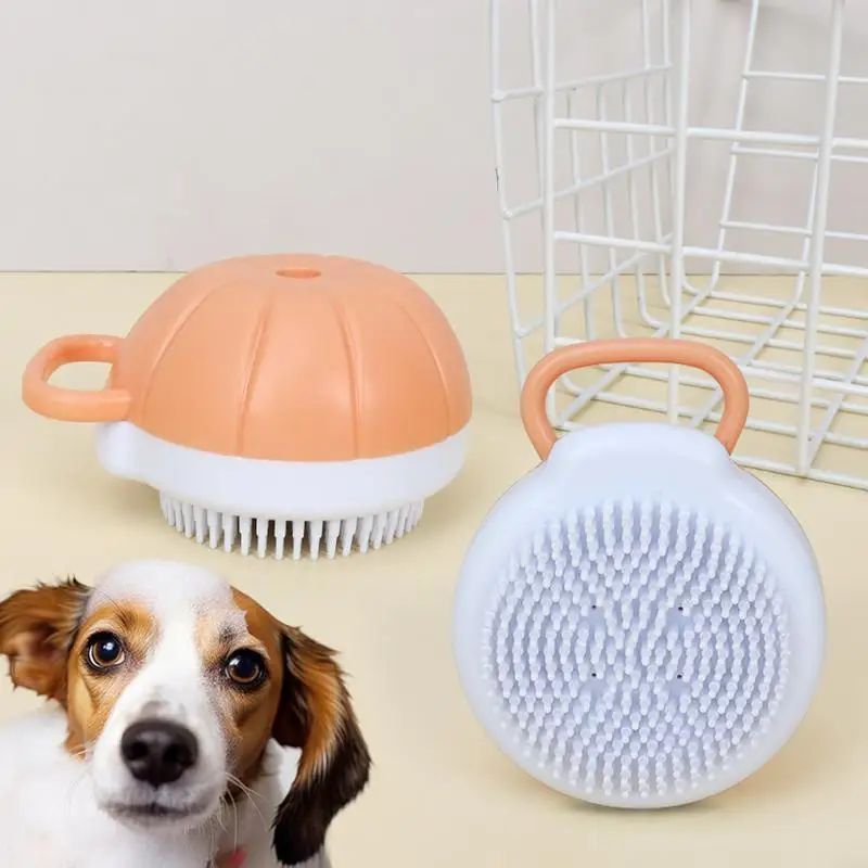 Pet Silicone Bath Massage Brush Shampoo Dispenser Grooming Tool