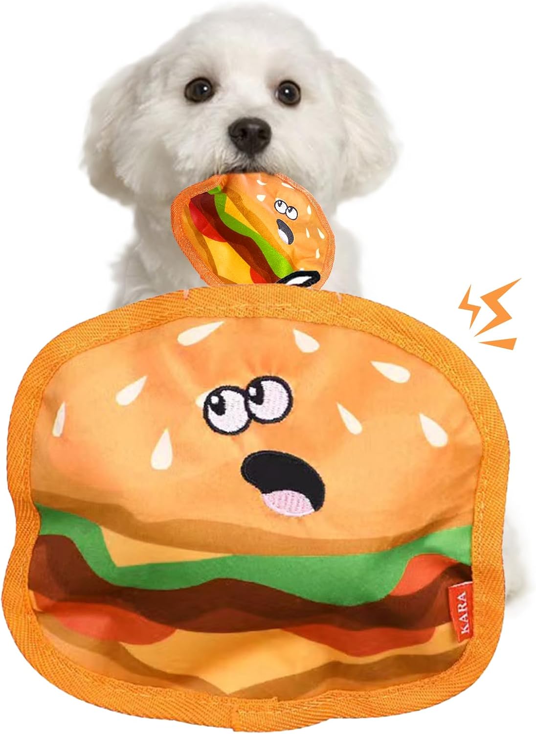 Durable Crinkle Squeaky Stuffless Interactive Pet Chew Hamburger Toy