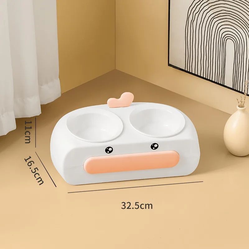 Duck Design Double Pet Bowl Food And Water Feeder