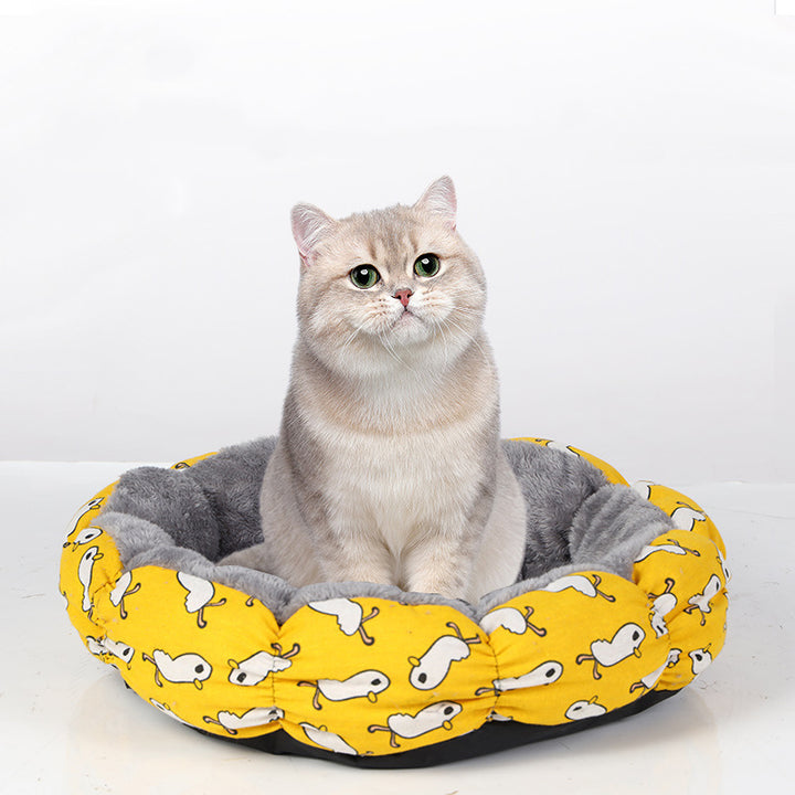 Calming Donut Fluffy Pet Bed For Small And Medium Pets