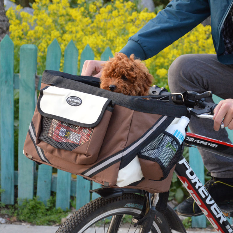 Pet Bicycle Front Carrier Basket Removable Travel Bag