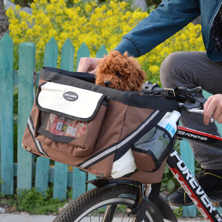Pet Bicycle Front Carrier Basket Removable Travel Bag