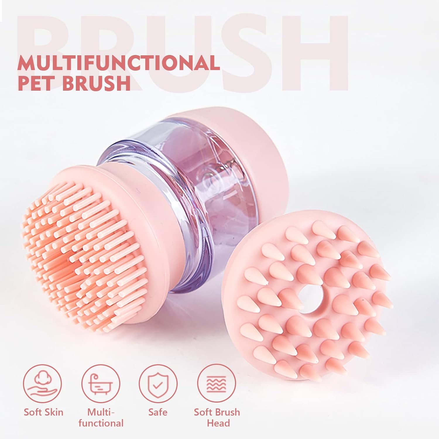 Pet Silicone Bath Massage Grooming Brush Shampoo Dispenser Tool