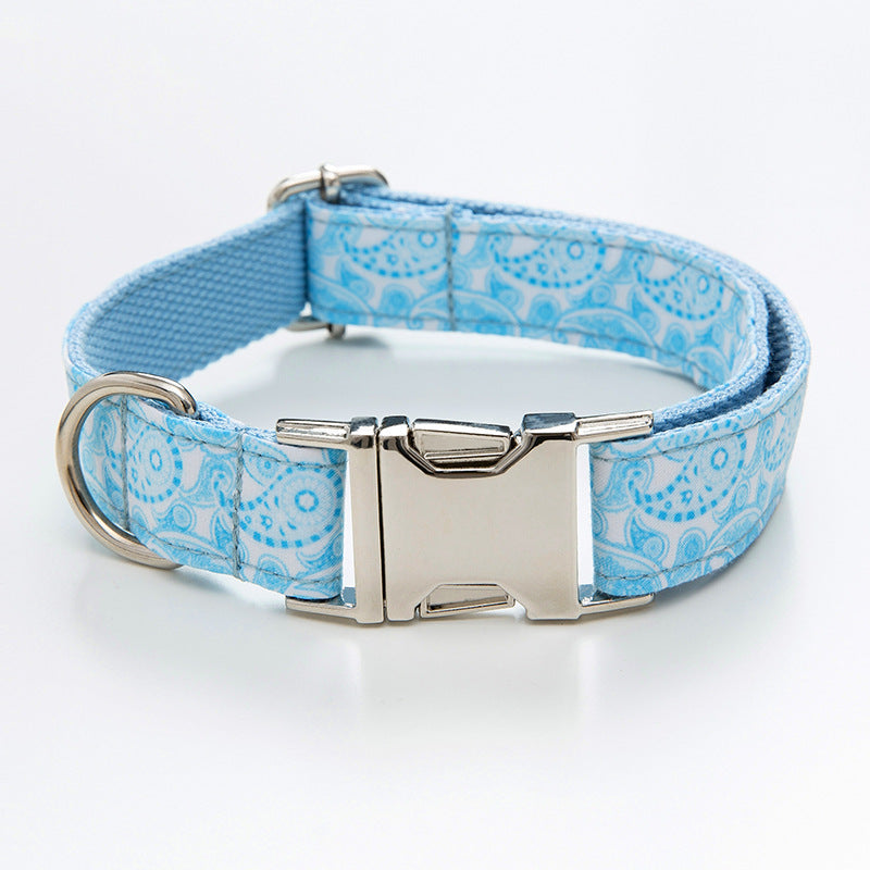 Stylish Paisley Pet Collar And Leash Set With Bow