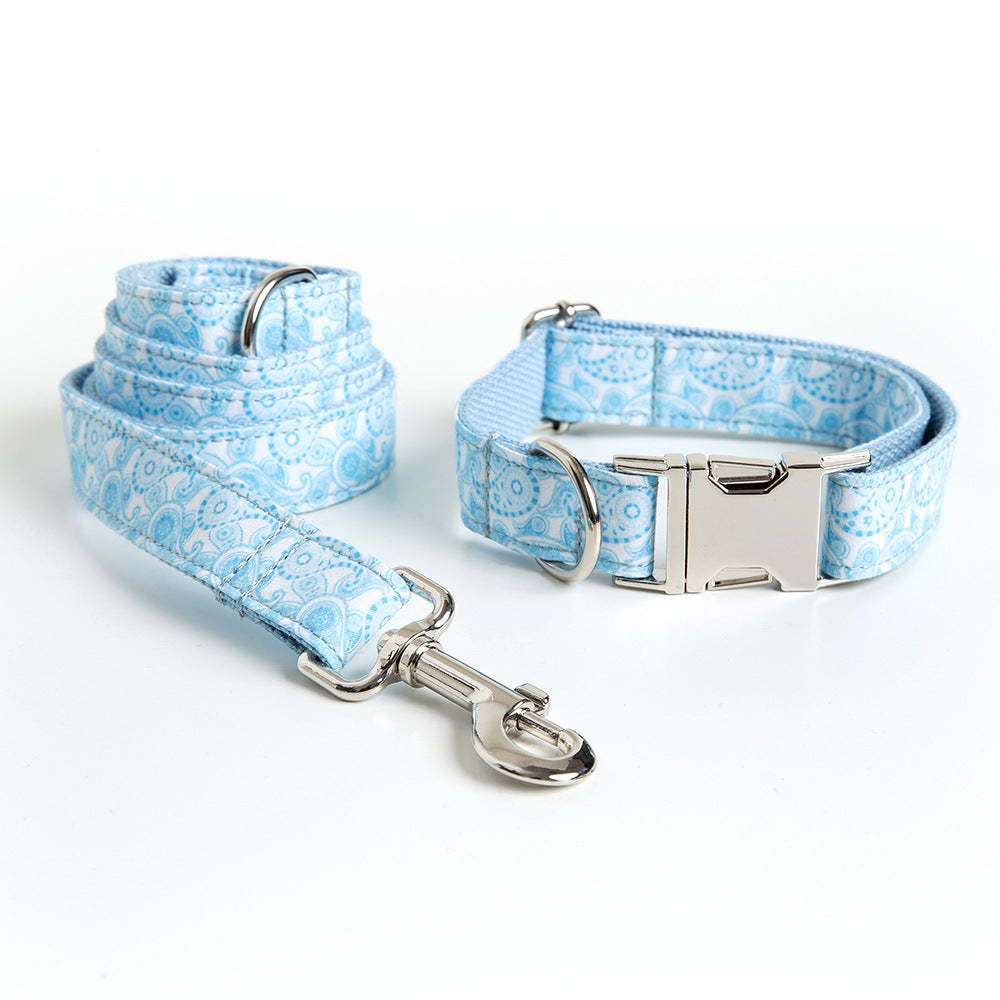 Stylish Paisley Pet Collar And Leash Set With Bow