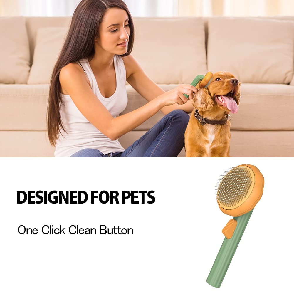 Self Cleaning Pet Grooming Brush For Gentle Detangling And Hair Removal