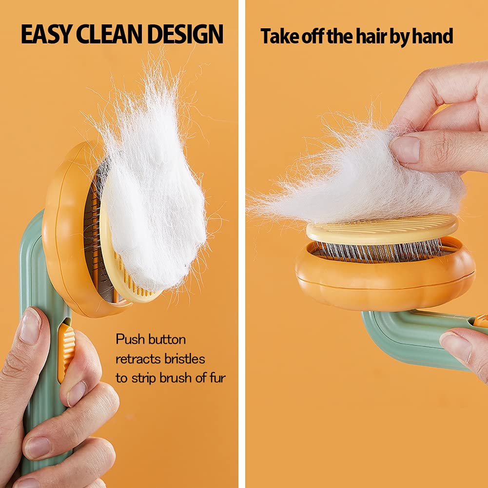 Self Cleaning Pet Grooming Brush For Gentle Detangling And Hair Removal