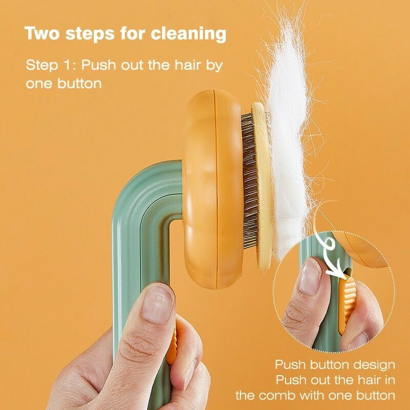 Self Cleaning Pet Grooming Brush For Gentle Detangling And Hair Removal