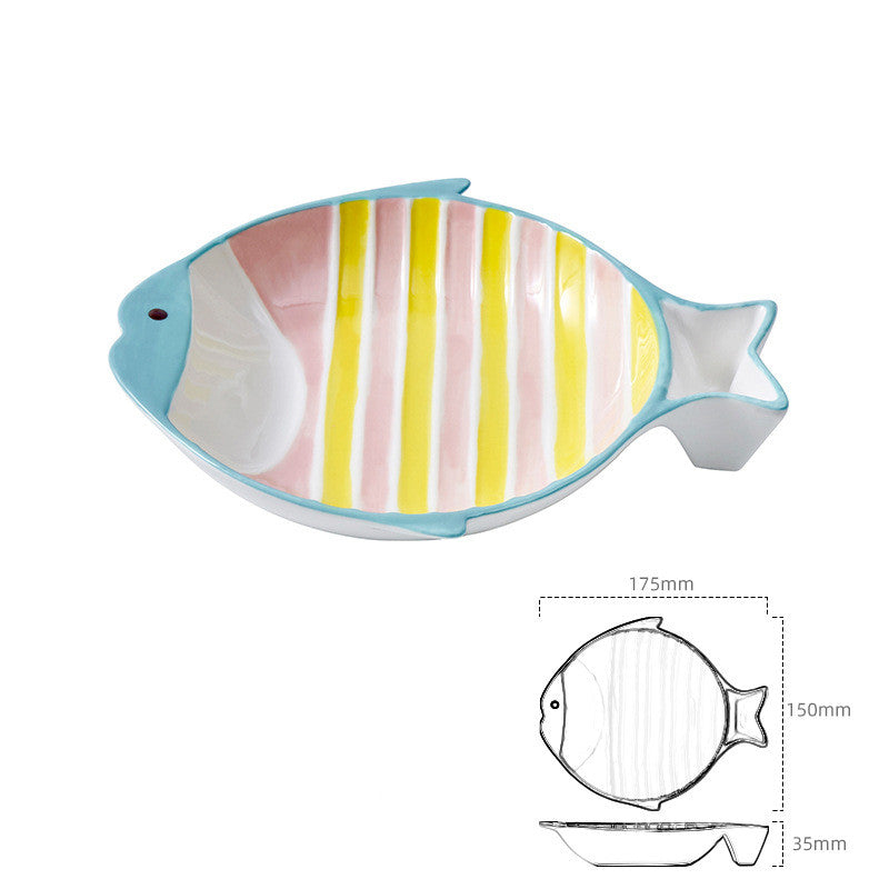 Fish-Shaped Ceramic Pet Feeding Bowl