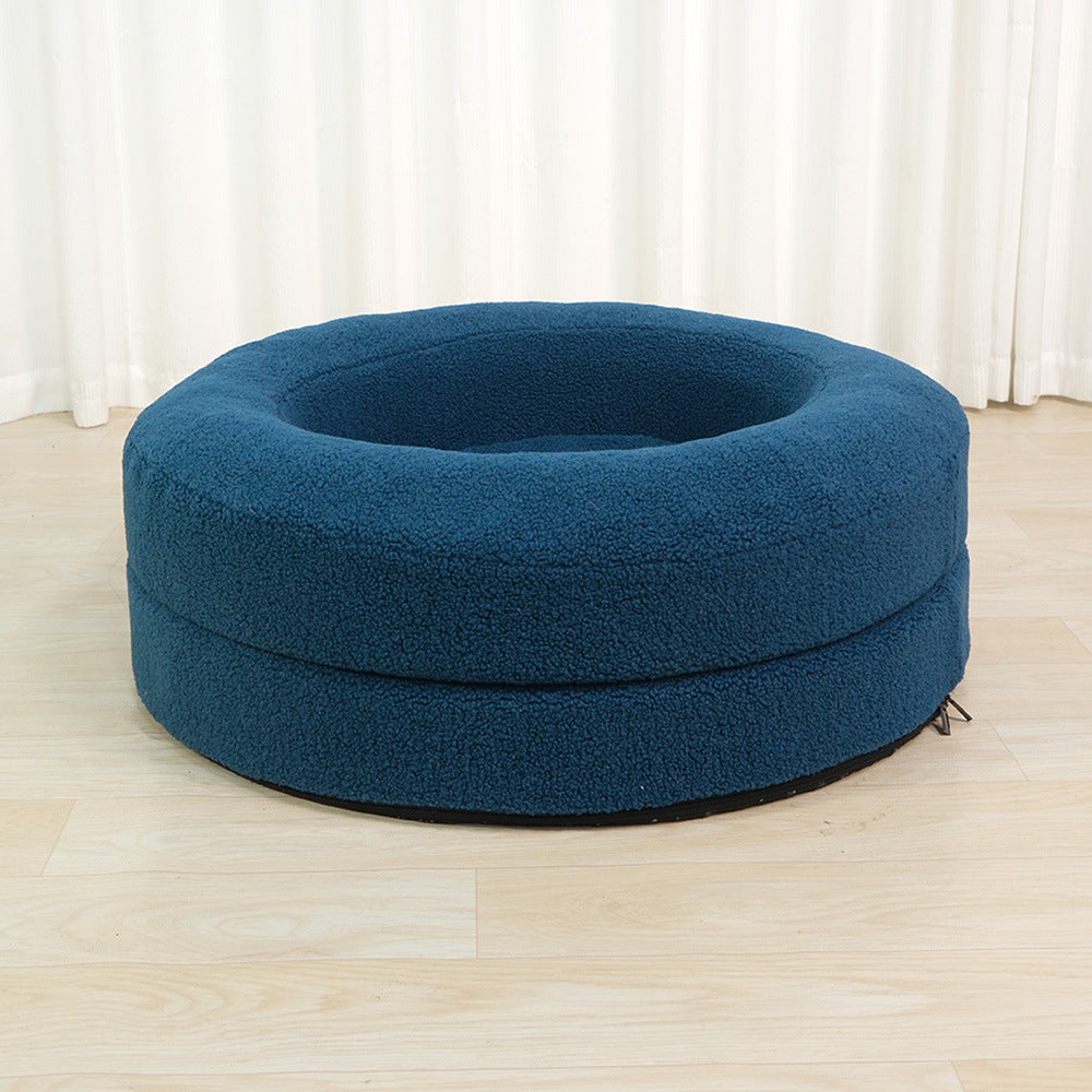 Solid Color Round Pet Bed Cat Nest Leisure Cushion