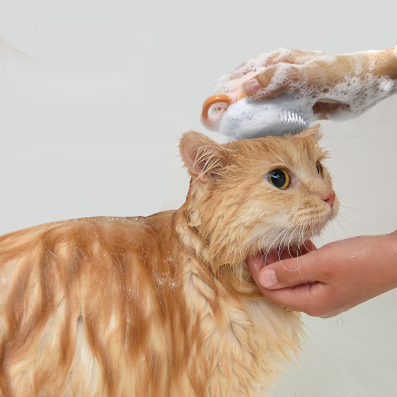 Pet Silicone Bath Massage Brush Shampoo Dispenser Grooming Tool