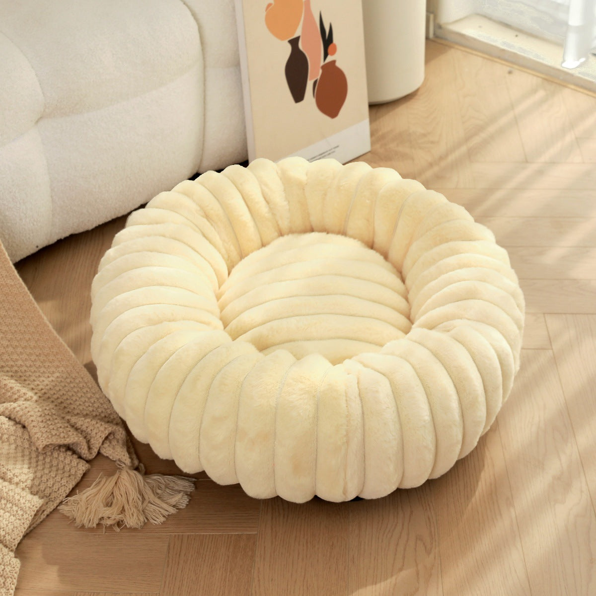 Plush Round Warm Winter Pet Nest Mat Kennel Bed