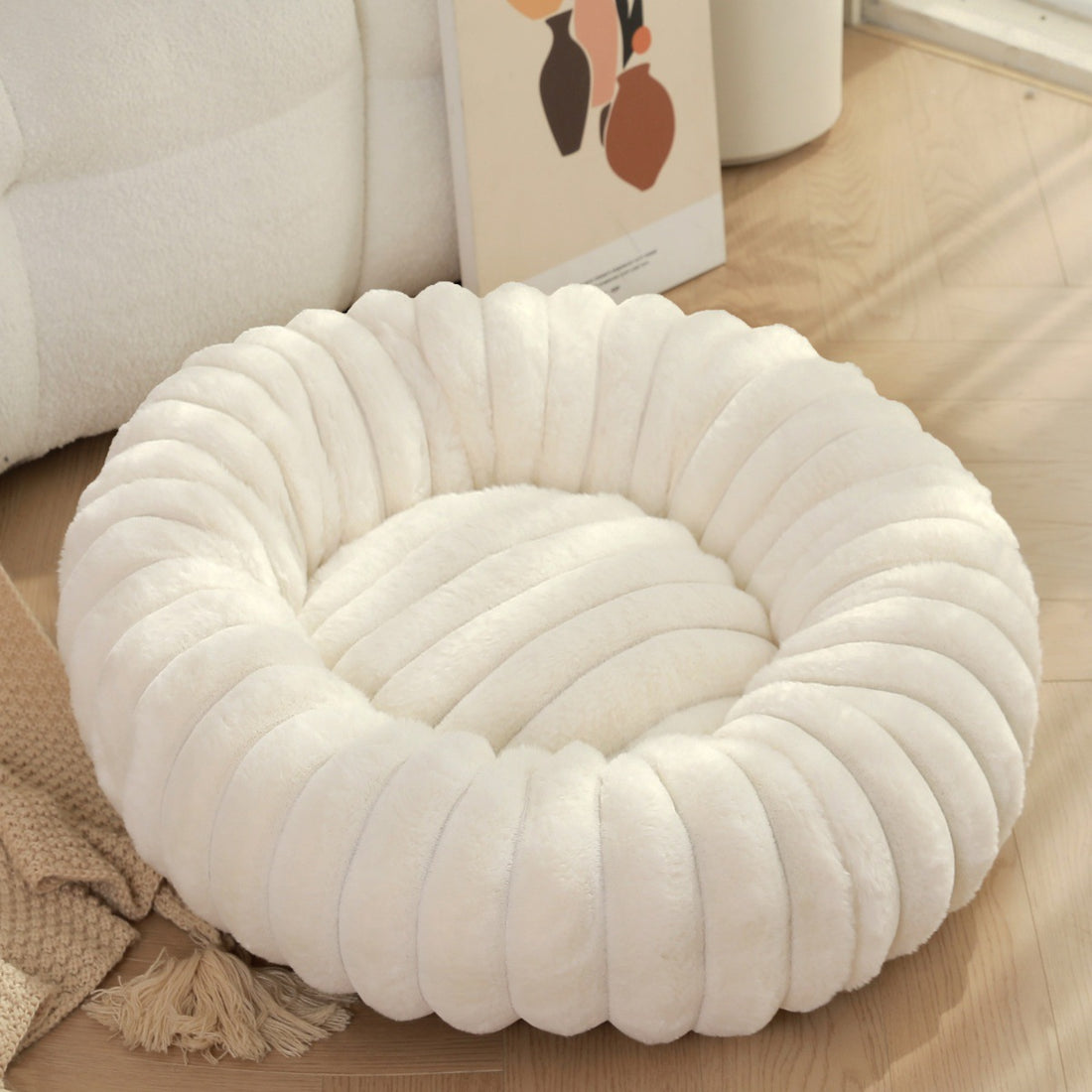 Plush Round Warm Winter Pet Nest Mat Kennel Bed