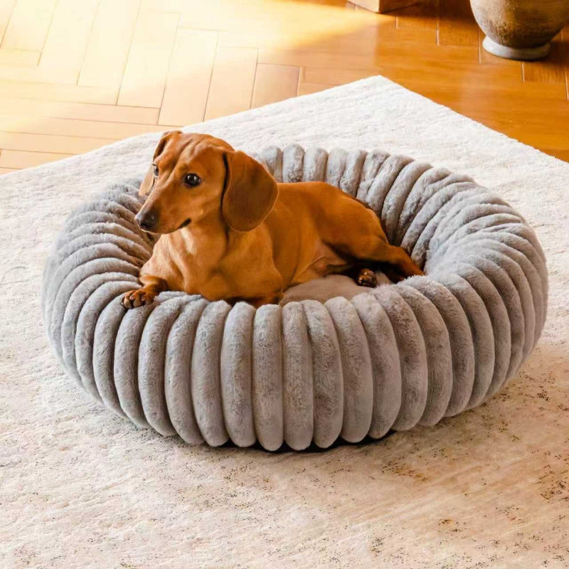 Plush Warm Round Pet Bed Rabbit Fur Winter Sleeping Mat