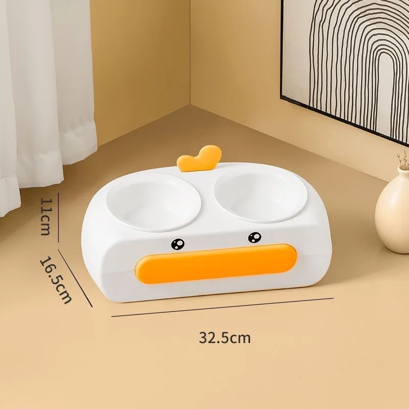 Duck Design Double Pet Bowl Food And Water Feeder