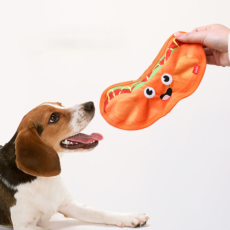 Durable Crinkle Squeaky Stuffless Interactive Pet Chew Hamburger Toy
