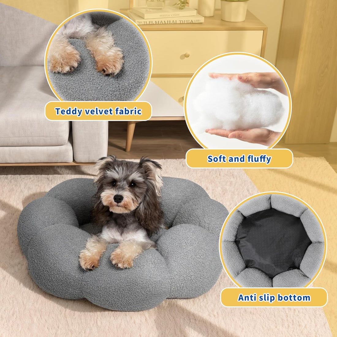 Fluffy Donut Calming Pet Bed Washable Non-Slip