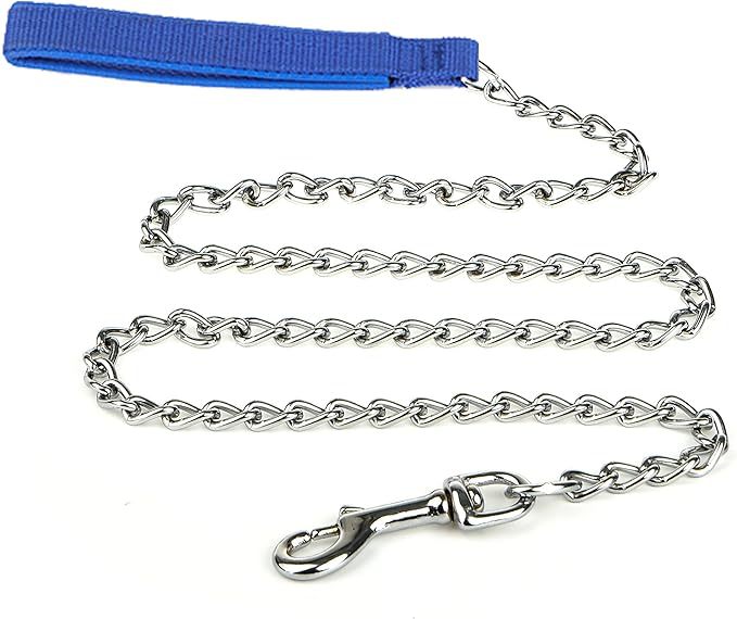 Heavy Duty Metal Pet Leash Chew Proof Chain With Padded Handle