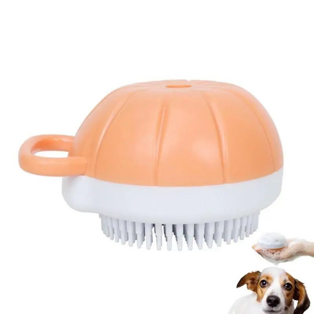 Pet Silicone Bath Massage Brush Shampoo Dispenser Grooming Tool