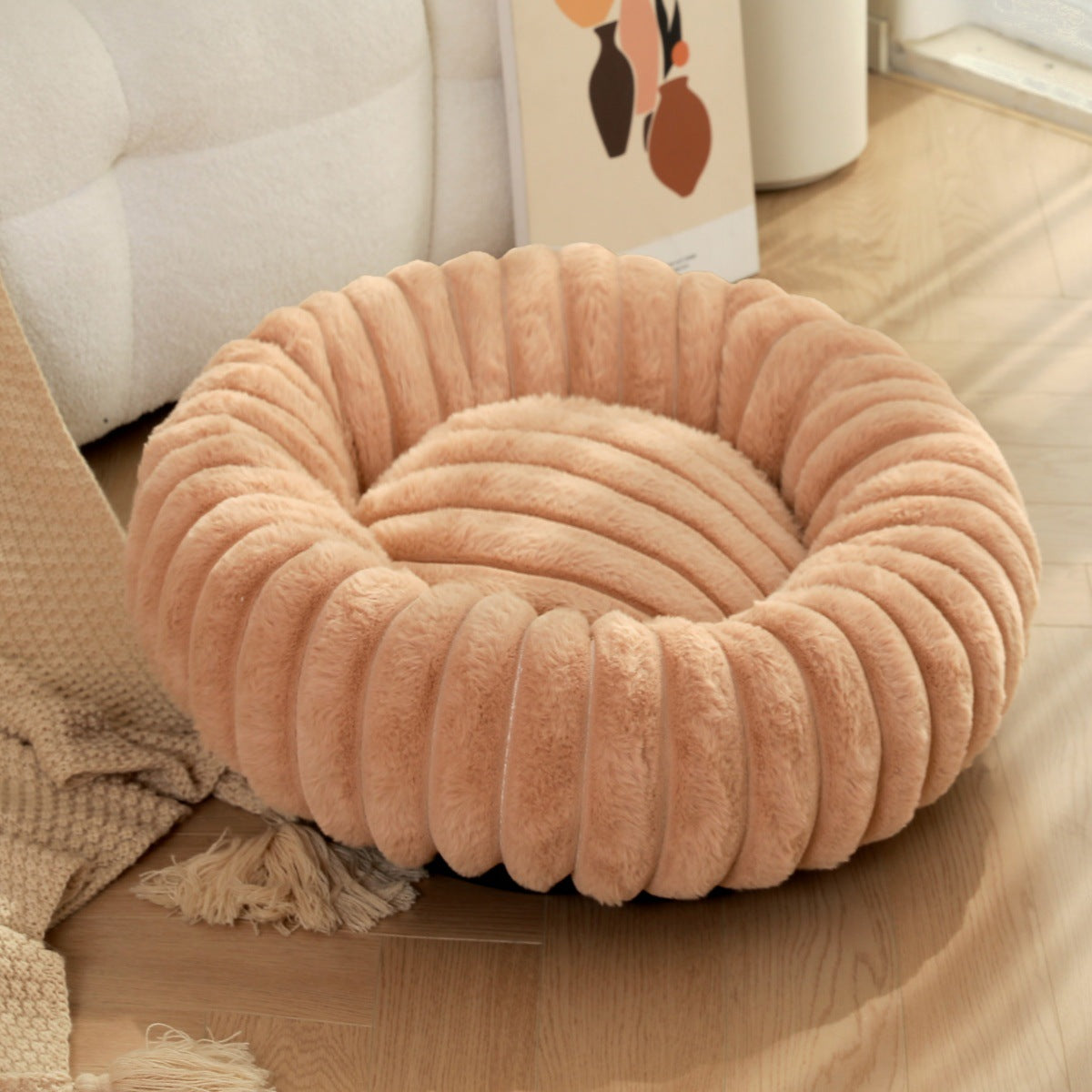 Plush Round Warm Winter Pet Nest Mat Kennel Bed