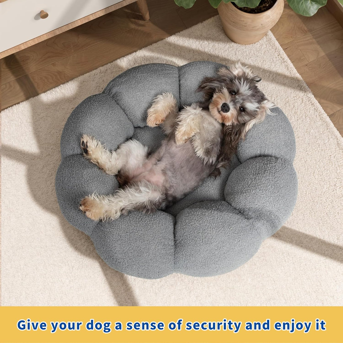 Fluffy Donut Calming Pet Bed Washable Non-Slip