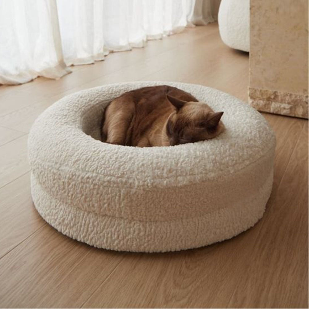 Solid Color Round Pet Bed Cat Nest Leisure Cushion