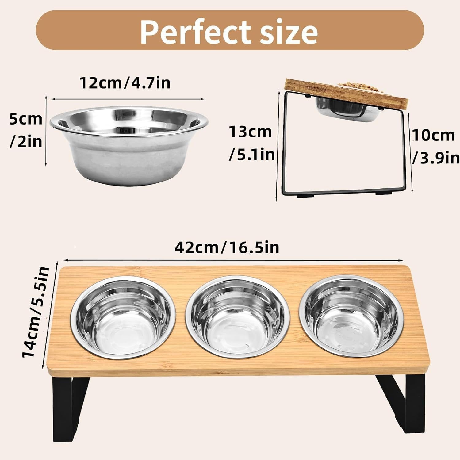 Iron Wood Pet Feeding Rack With Bowl Holder