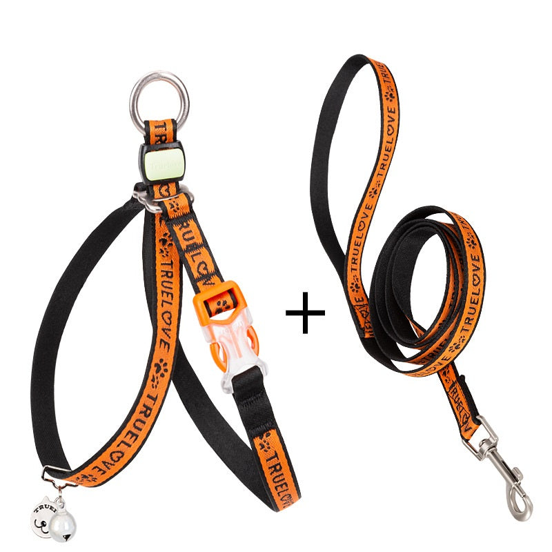 Pet Bell Chest Strap Harness Leash Vest Walking Rope