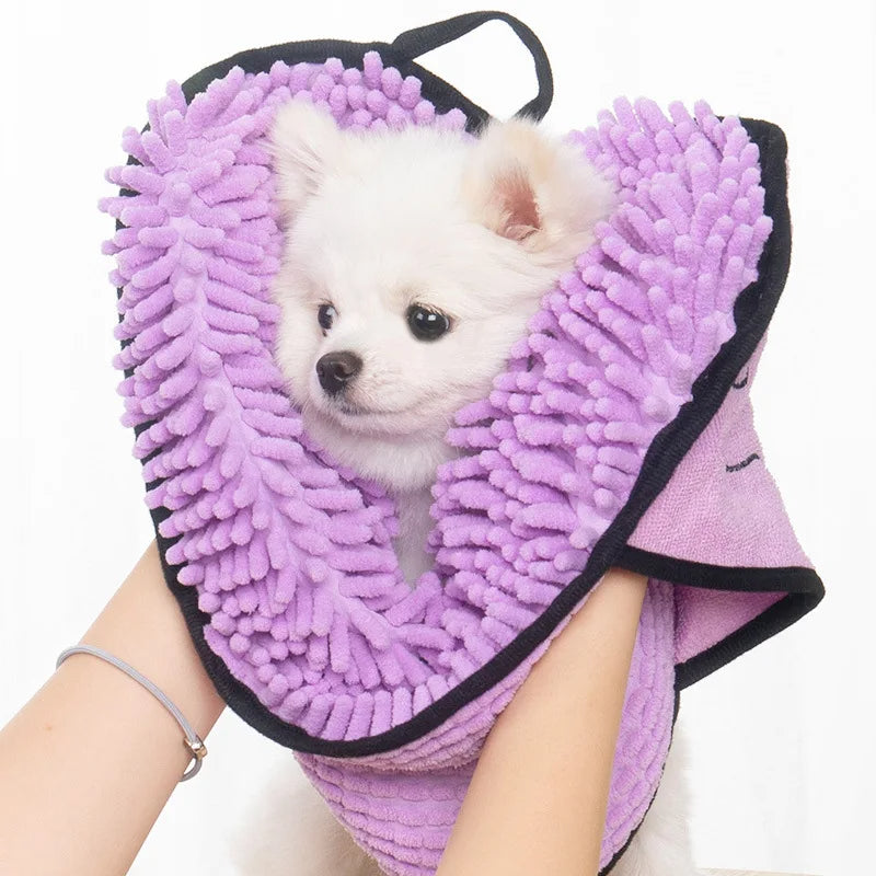 Pet Absorbent Quick Dry Microfiber Bath Towel With Hand Pockets