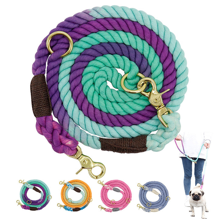 Multi Color Cotton Long Pet Leash Durable Walking Lead