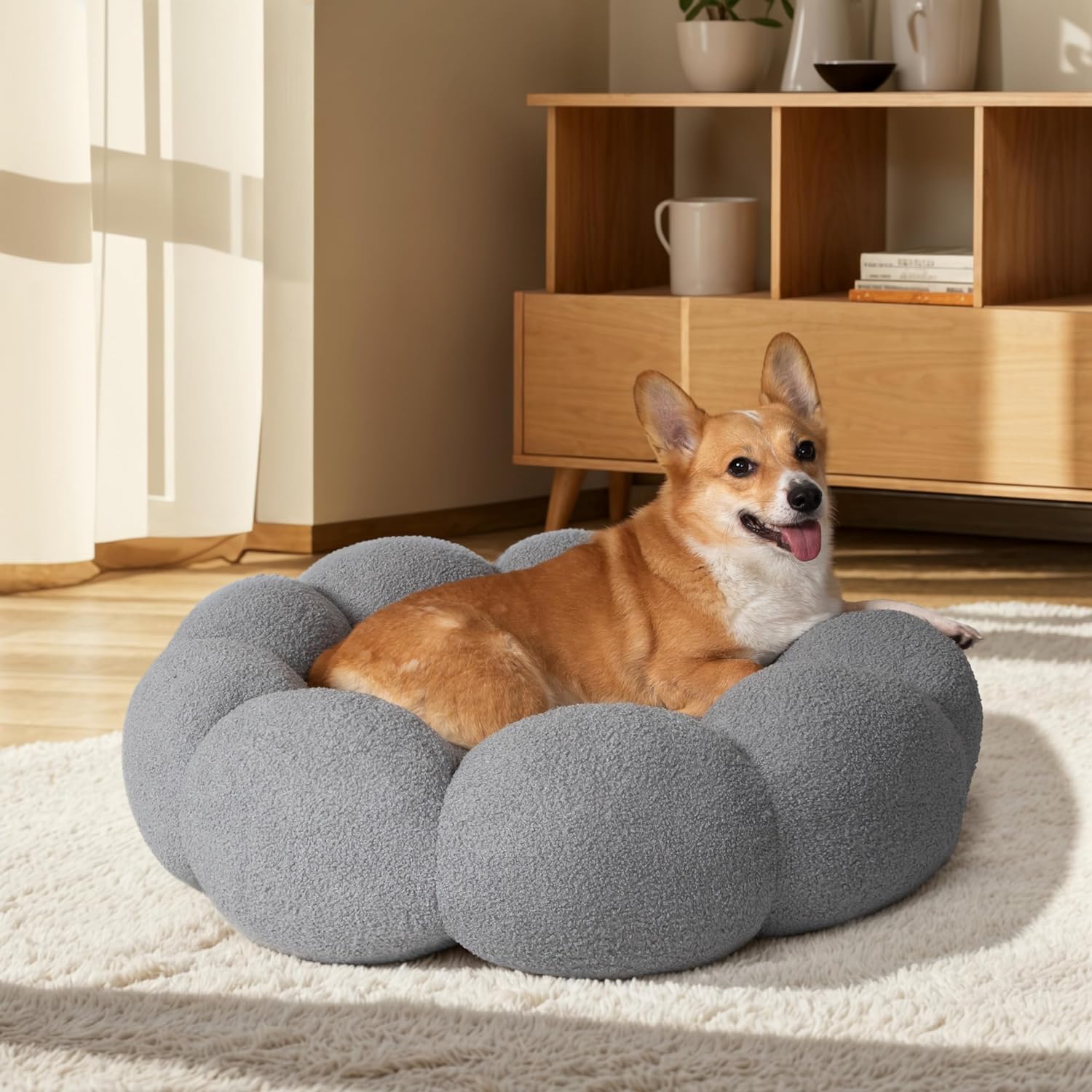 Fluffy Donut Calming Pet Bed Washable Non-Slip