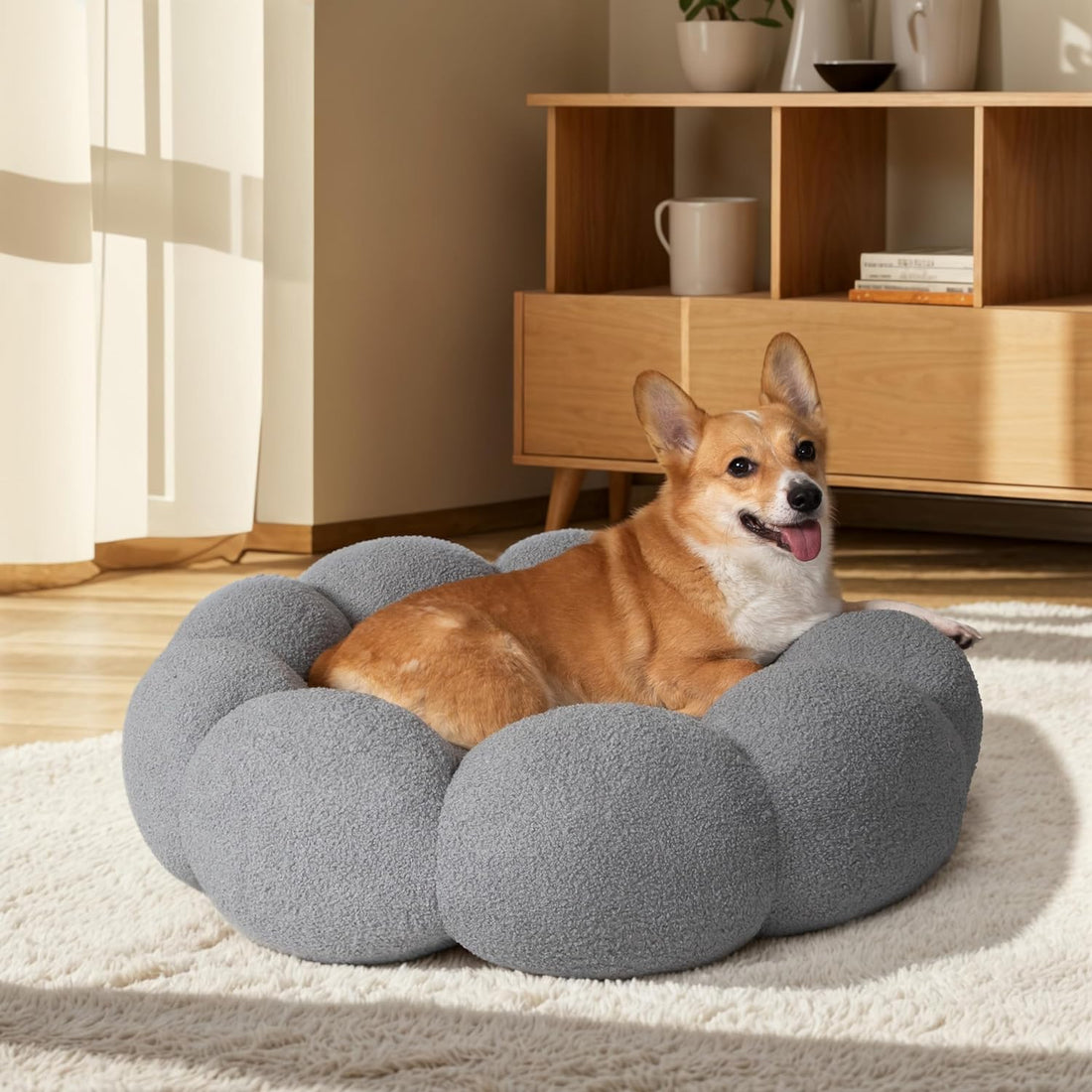 Fluffy Donut Calming Pet Bed Washable Non-Slip