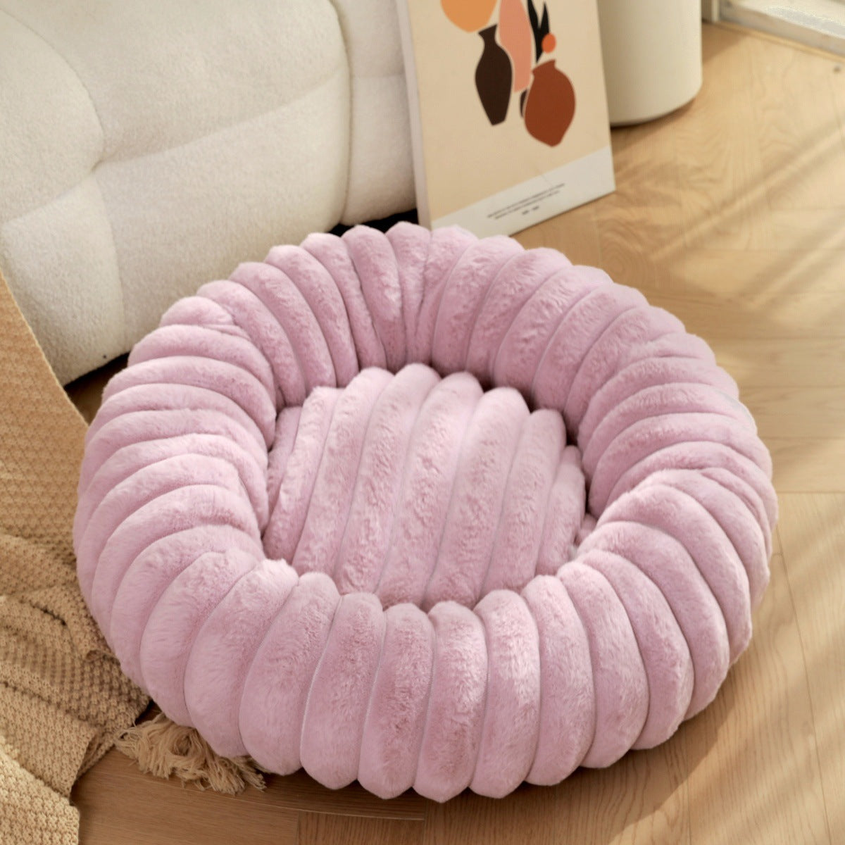 Plush Round Warm Winter Pet Nest Mat Kennel Bed