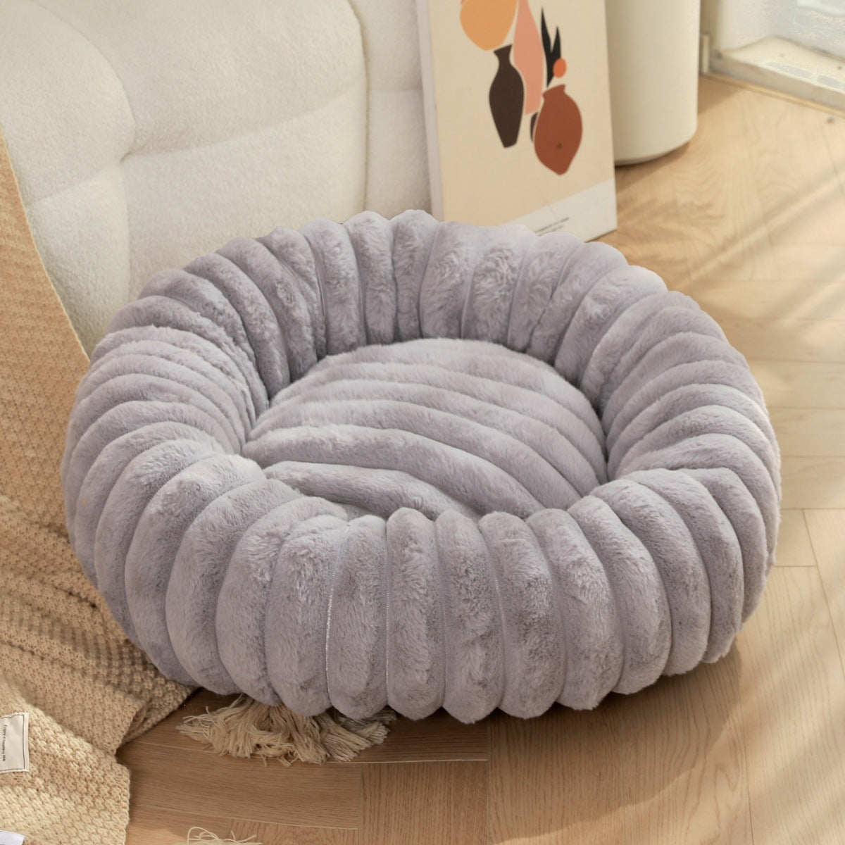 Plush Round Warm Winter Pet Nest Mat Kennel Bed