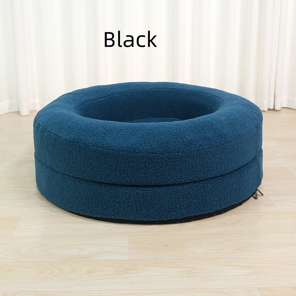 Solid Color Round Pet Bed Cat Nest Leisure Cushion