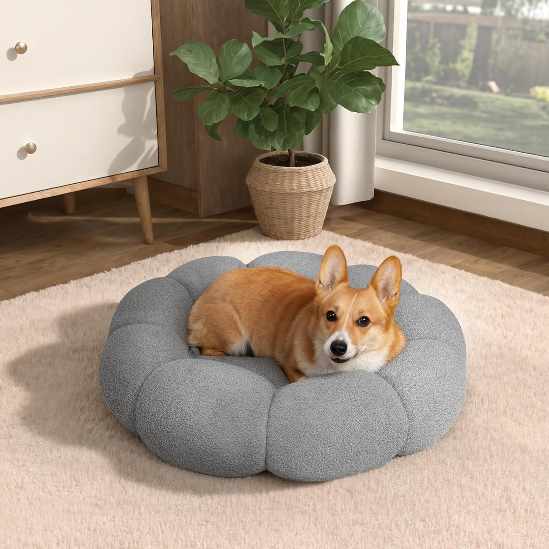 Fluffy Donut Calming Pet Bed Washable Non-Slip