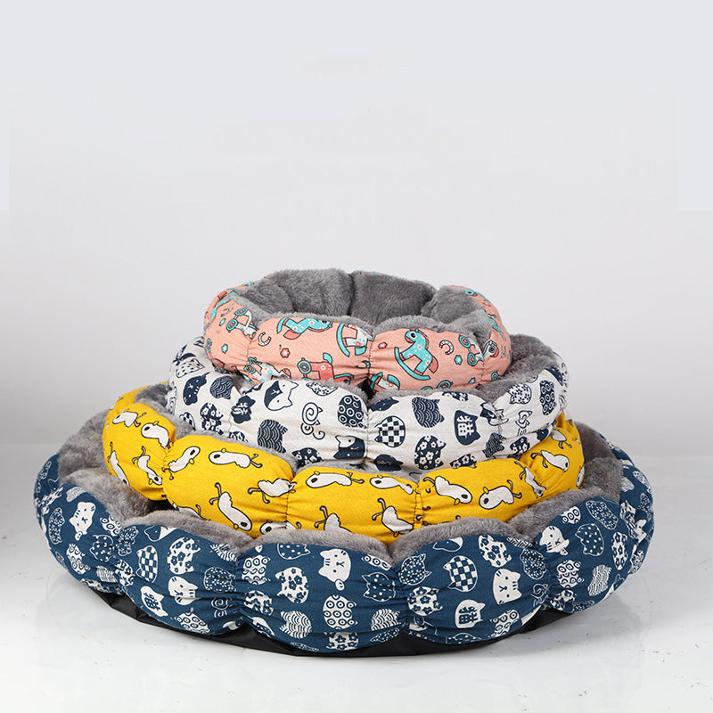 Calming Donut Fluffy Pet Bed For Small And Medium Pets