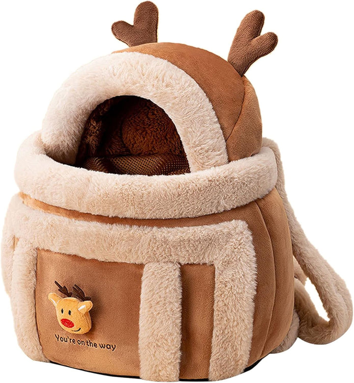 Plush Winter Pet Carrier Backpack With Hand Warmers