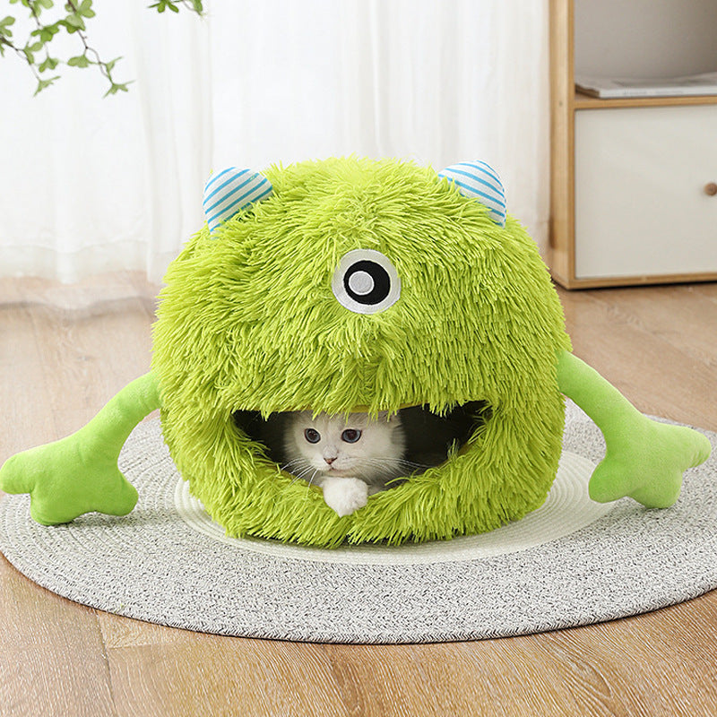 Fluffy Round Calming Pet Bed Machine Washable Non-Slip
