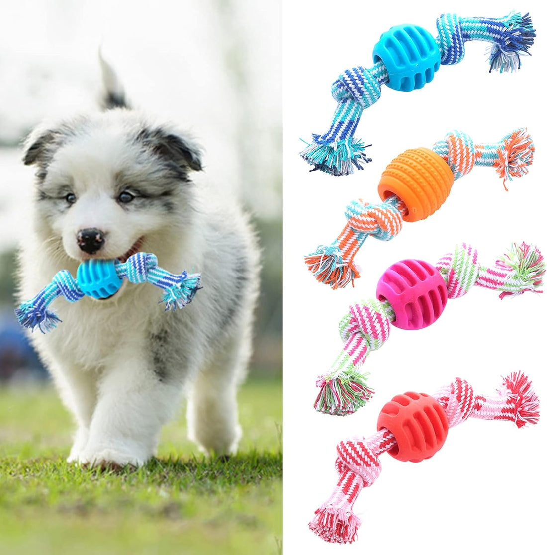 Durable Soft Rope Chew Dental Cleaning Oral Health Pet Toy Blue