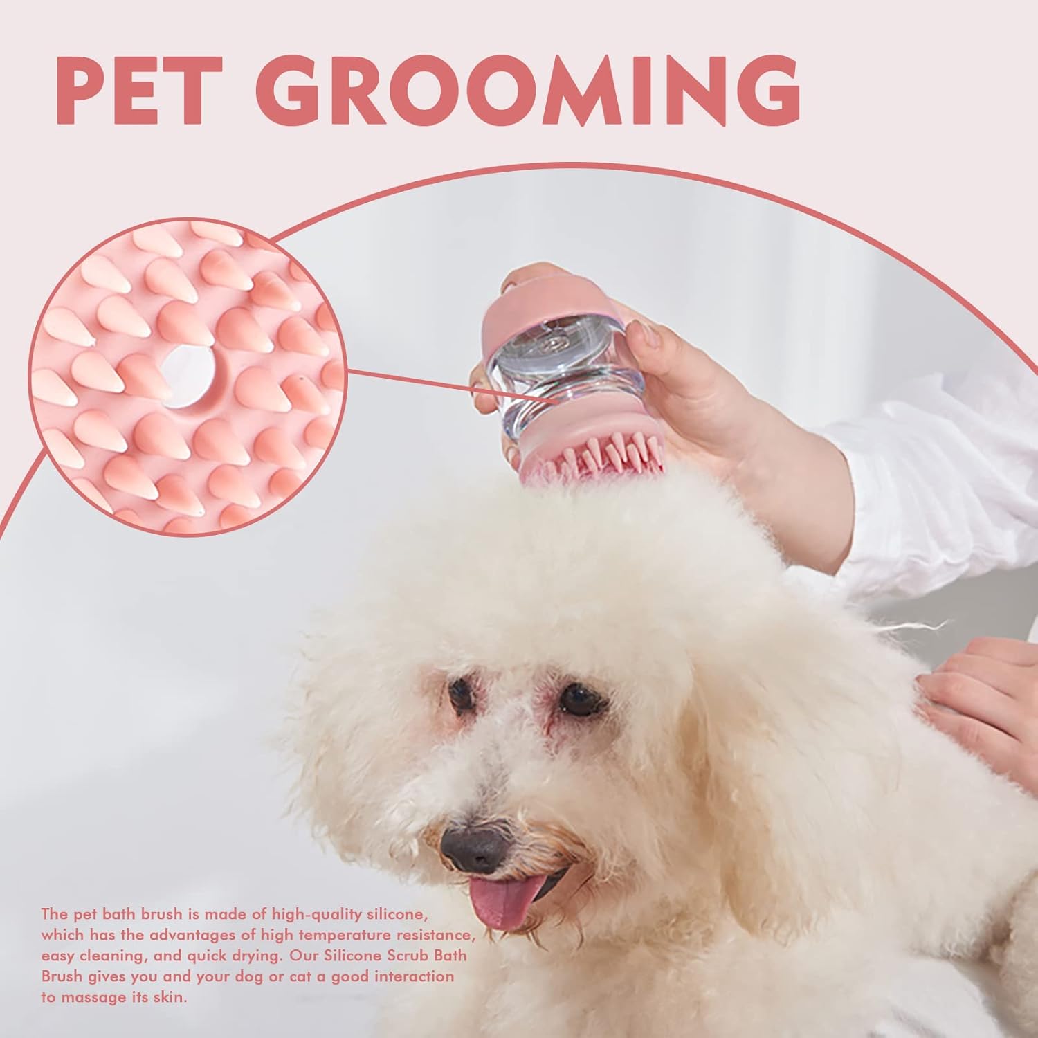 Pet Silicone Bath Massage Grooming Brush Shampoo Dispenser Tool