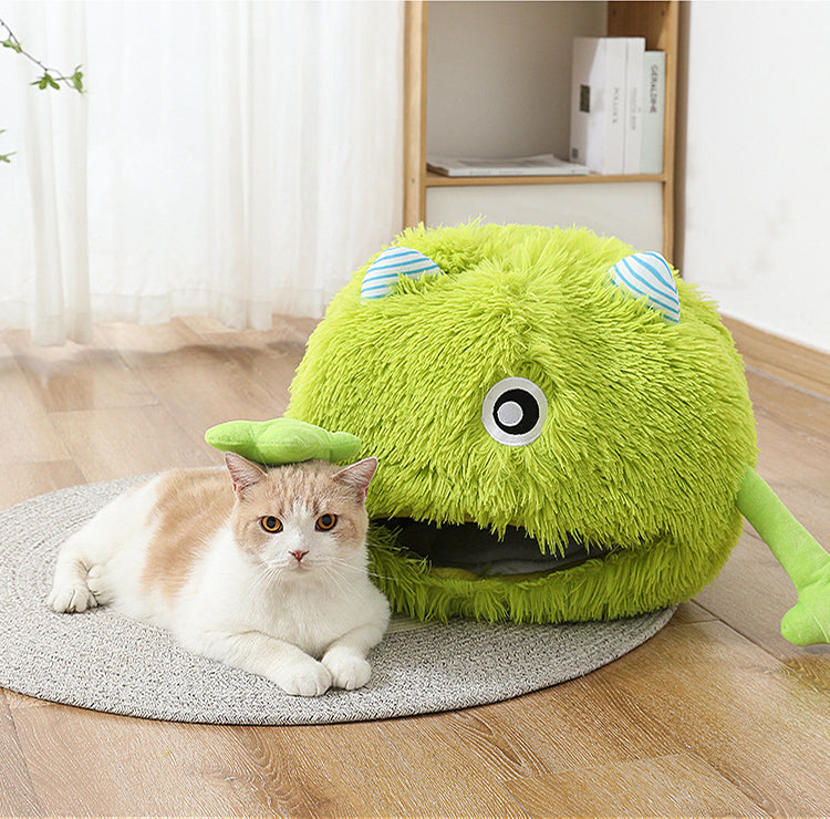 Fluffy Round Calming Pet Bed Machine Washable Non-Slip