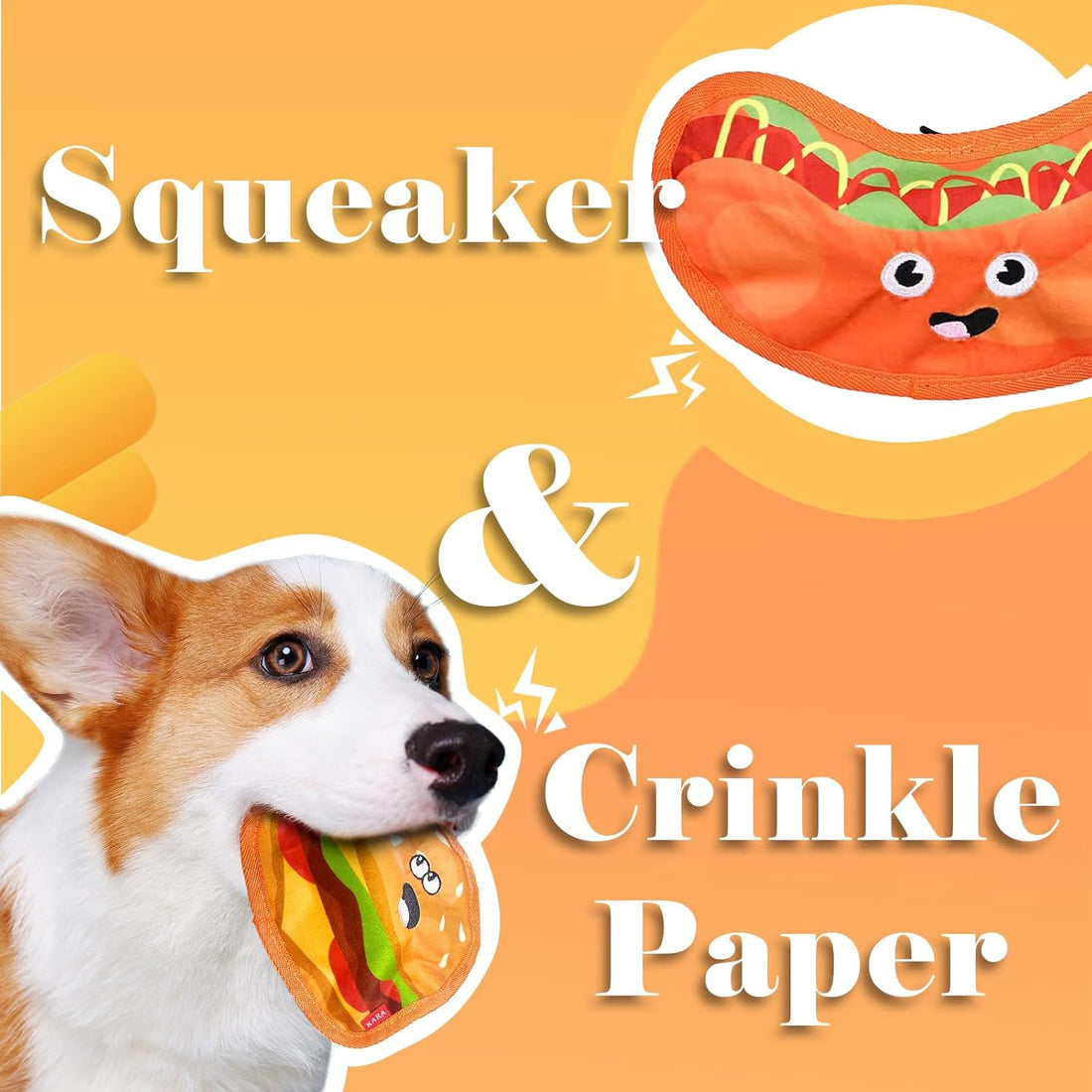 Durable Crinkle Squeaky Stuffless Interactive Pet Chew Hamburger Toy