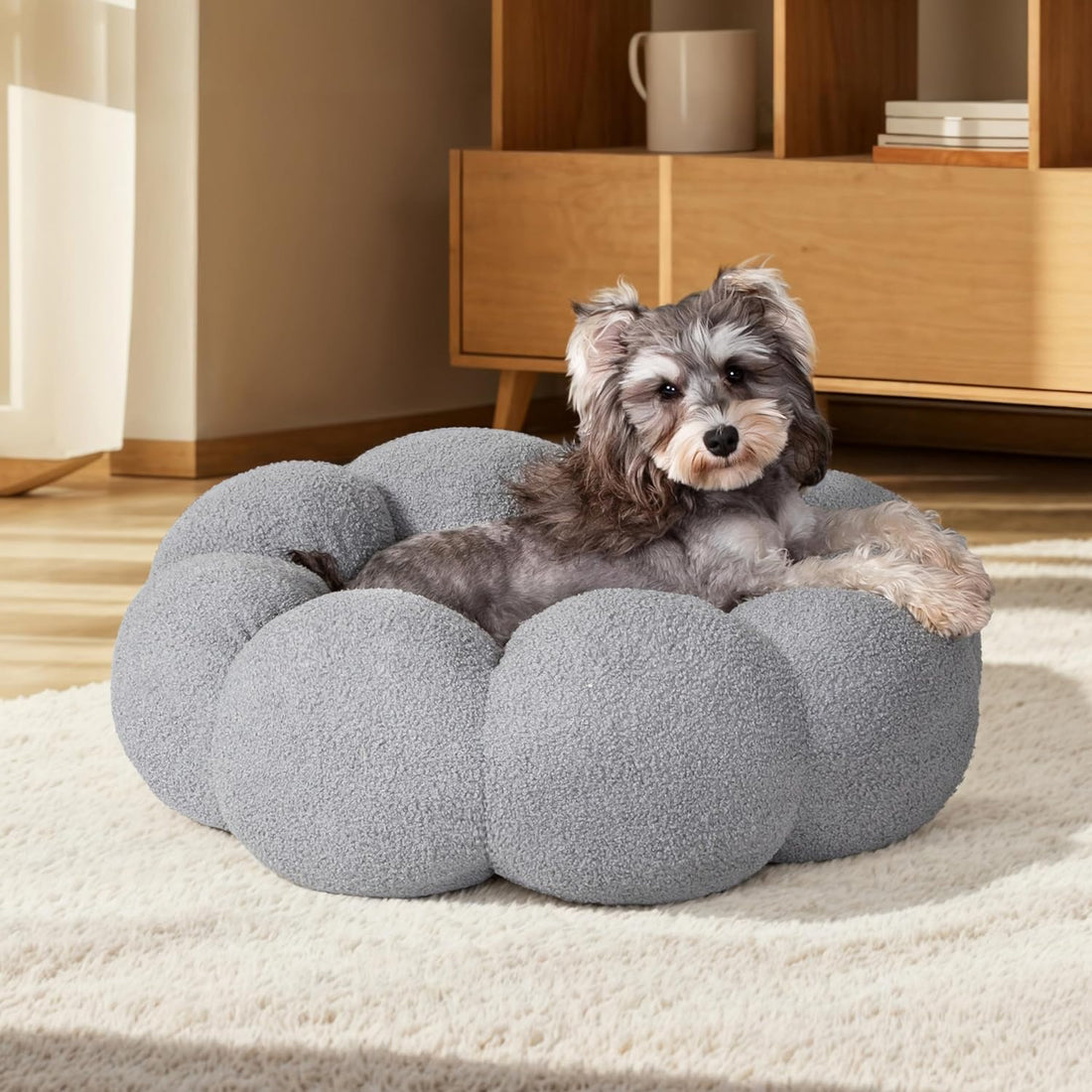 Fluffy Donut Calming Pet Bed Washable Non-Slip