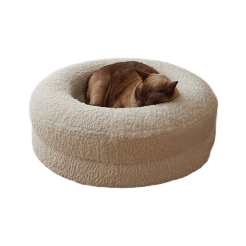Solid Color Round Pet Bed Cat Nest Leisure Cushion
