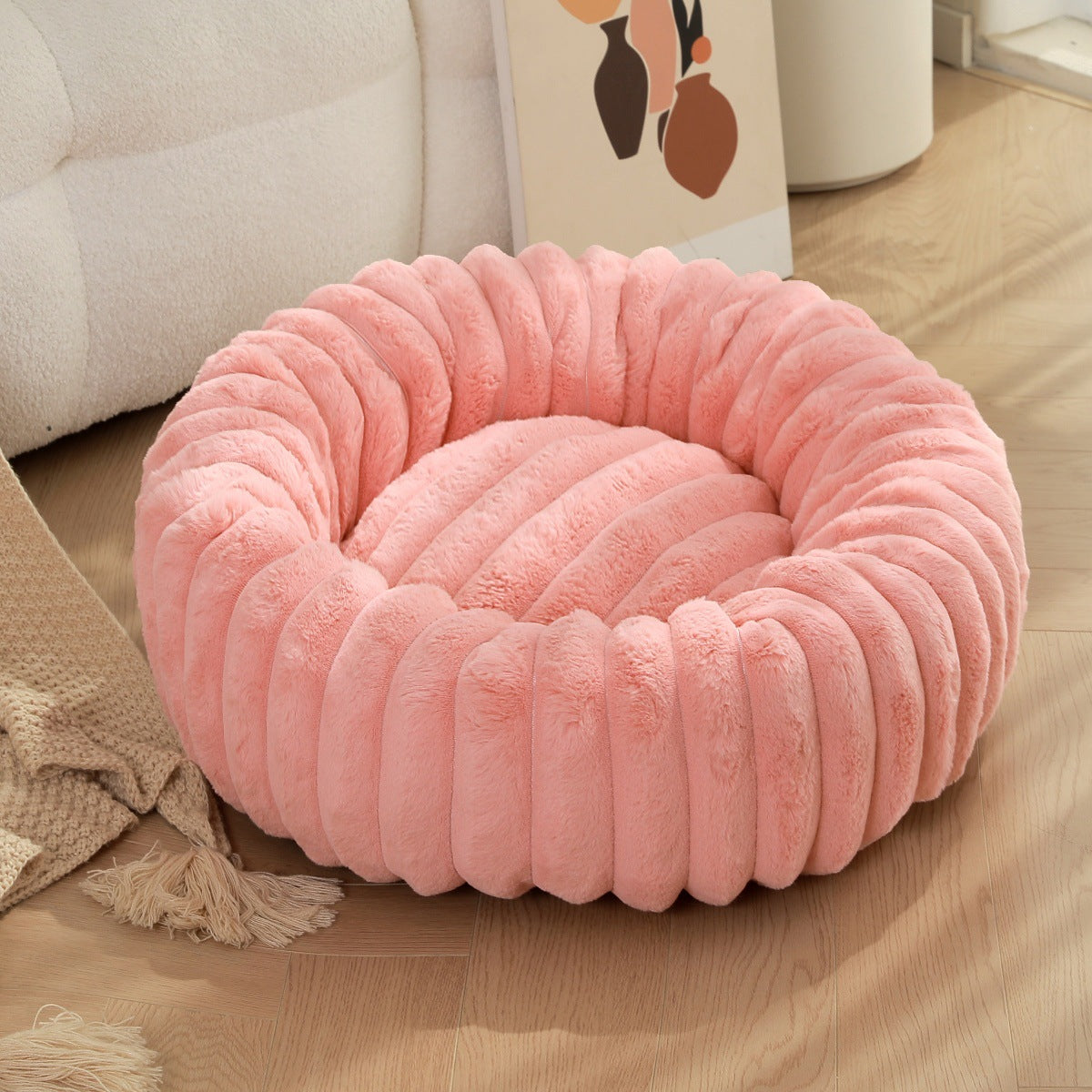 Plush Round Warm Winter Pet Nest Mat Kennel Bed