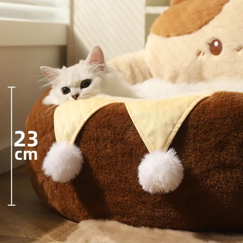 Round Warm Pet Sofa Cushion Bed For Indoor Pets