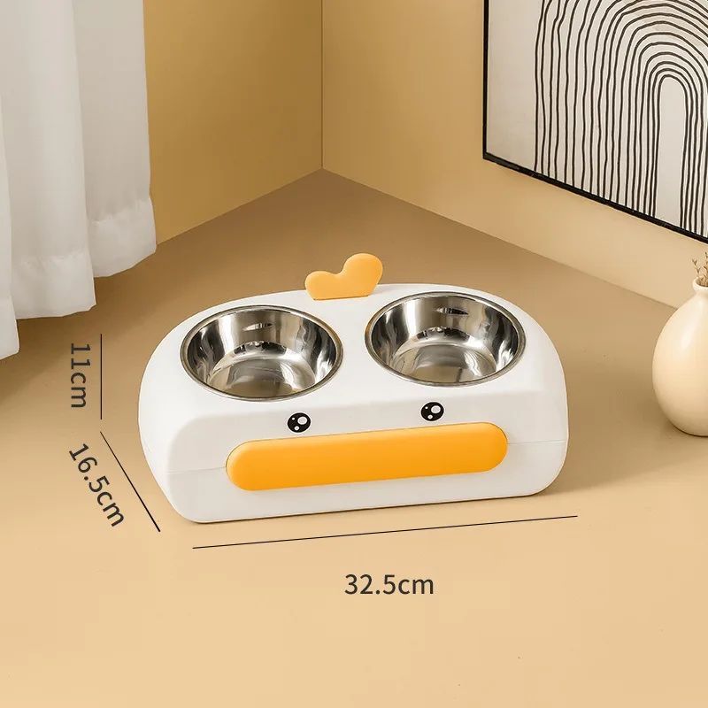 Duck Design Double Pet Bowl Food And Water Feeder